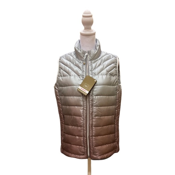 GAP Jackets & Blazers - NWT Gap ladies coldcontrol lite puffer vest size Medium silver/rose ombre